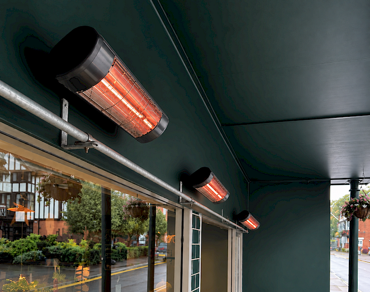 Electric infrared outdoor heating for hospitality terraces, pubs and restaurants